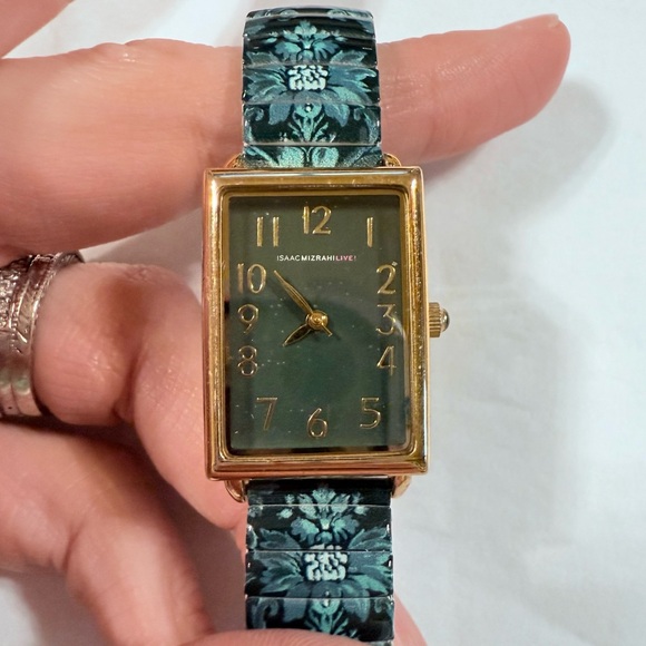 Isaac Mizrahi Floral Green and Gold Watch - Picture 1 of 3
